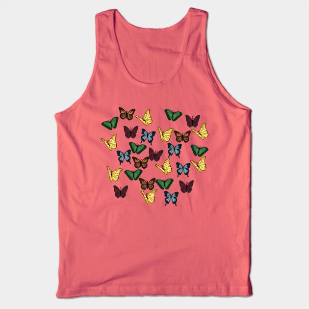 Red, Orange, Yellow, Green, and Blue Butterflies Tank Top by courtneylgraben